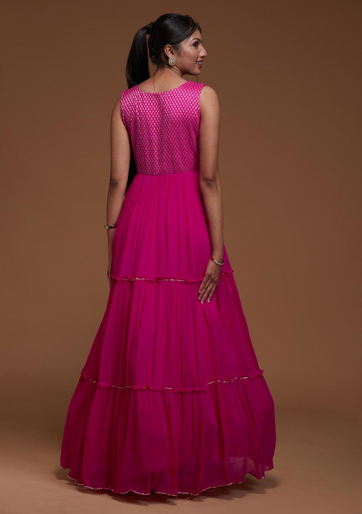 Rani Pink Zariwork Georgette Designer Anarkali Suit-Koskii
