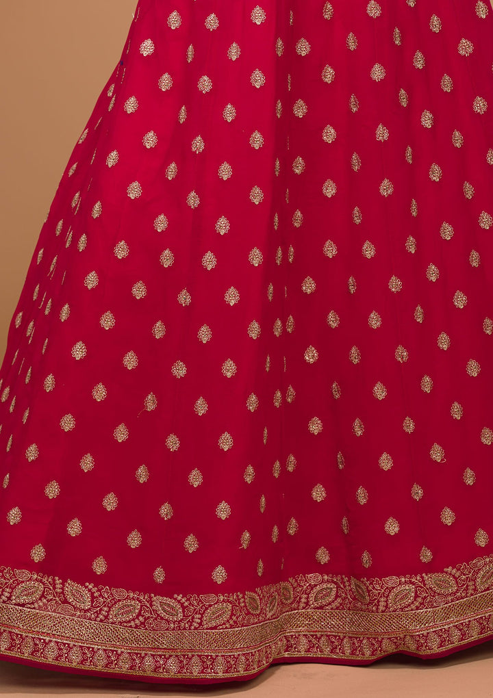 Rani Pink Zariwork Georgette Designer Salwar Suit-Koskii
