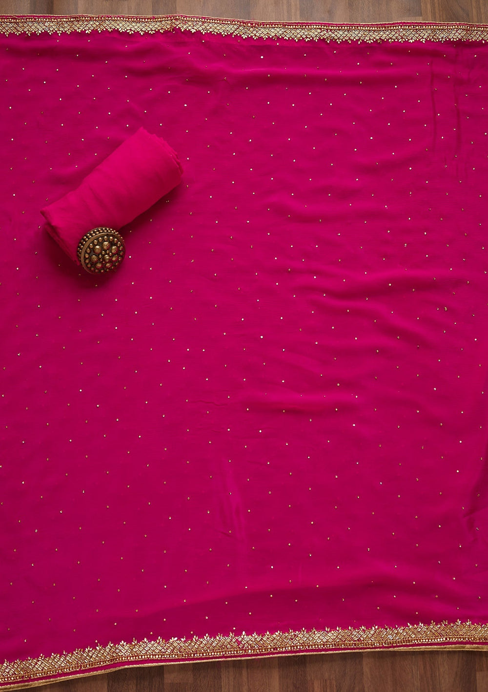 Rani Pink Zariwork Georgette Unstitched Salwar Suit - Koskii