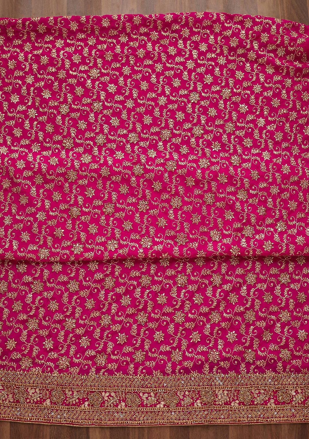 Rani Pink Zariwork Georgette Unstitched Salwar Suit - Koskii