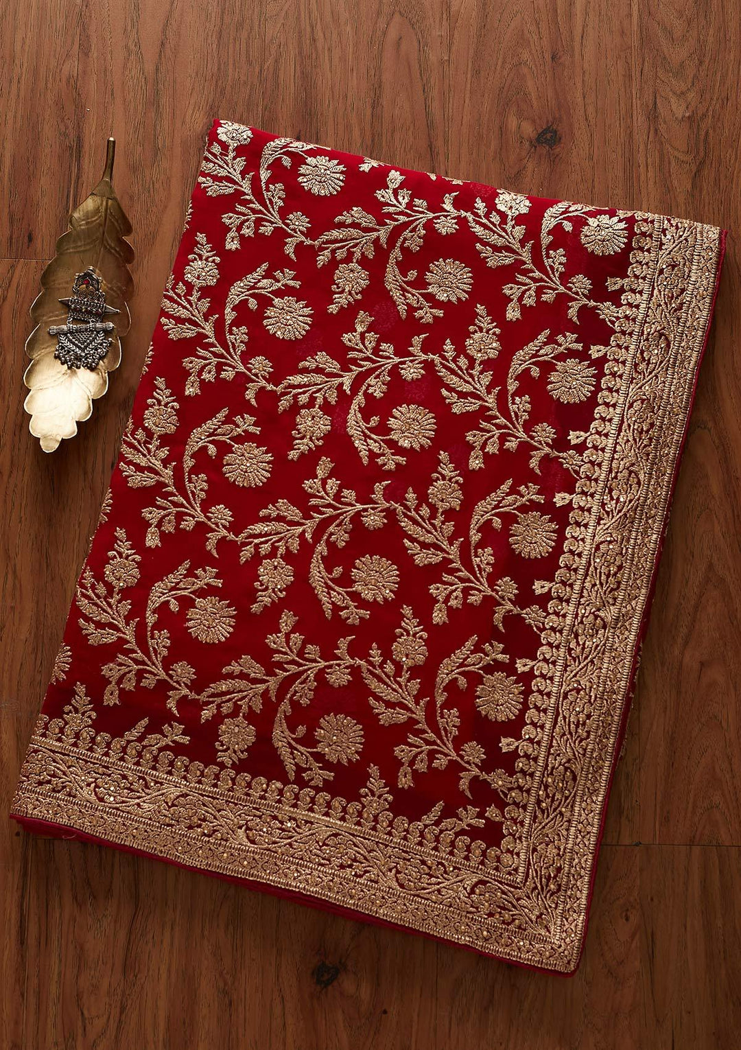 Rani Pink Zariwork Georgette Designer Saree - koskii