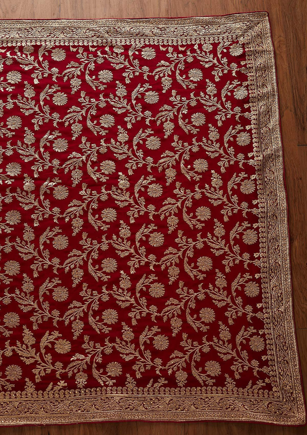 Rani Pink Zariwork Georgette Designer Saree - koskii