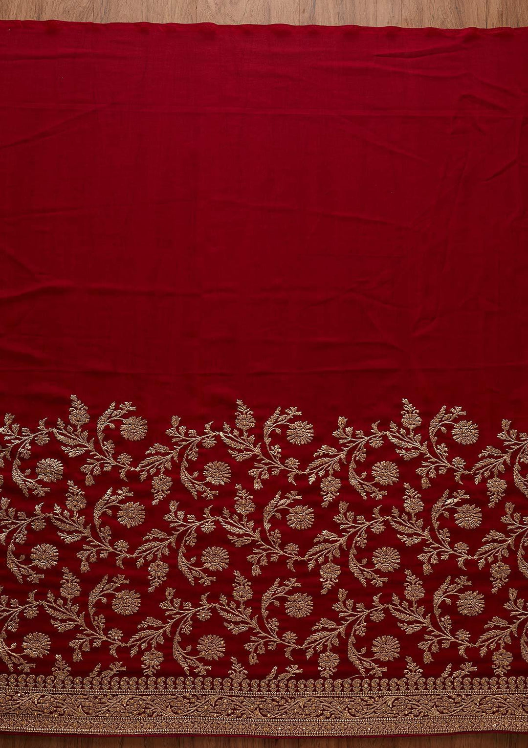 Rani Pink Zariwork Georgette Designer Saree - koskii
