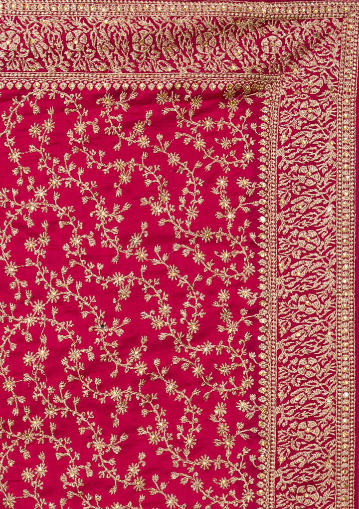 Rani Pink Zariwork Georgette Designer Saree-Koskii