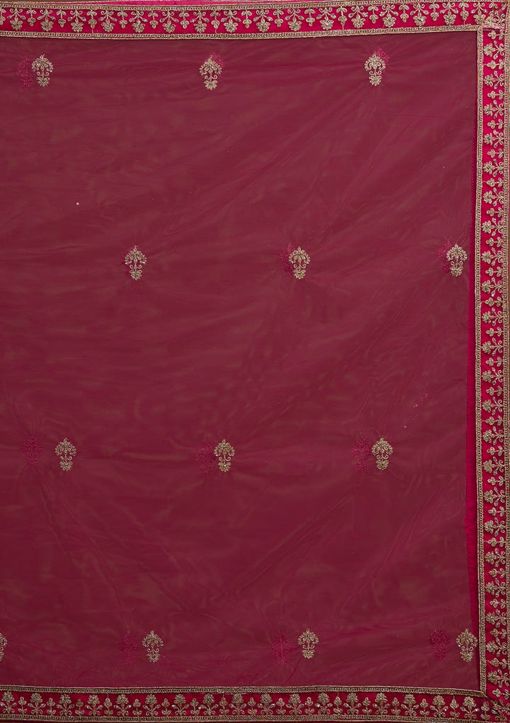 Rani Pink Zariwork Net Designer Lehenga-Koskii
