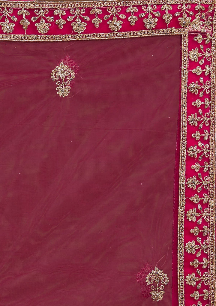 Rani Pink Zariwork Net Designer Lehenga-Koskii