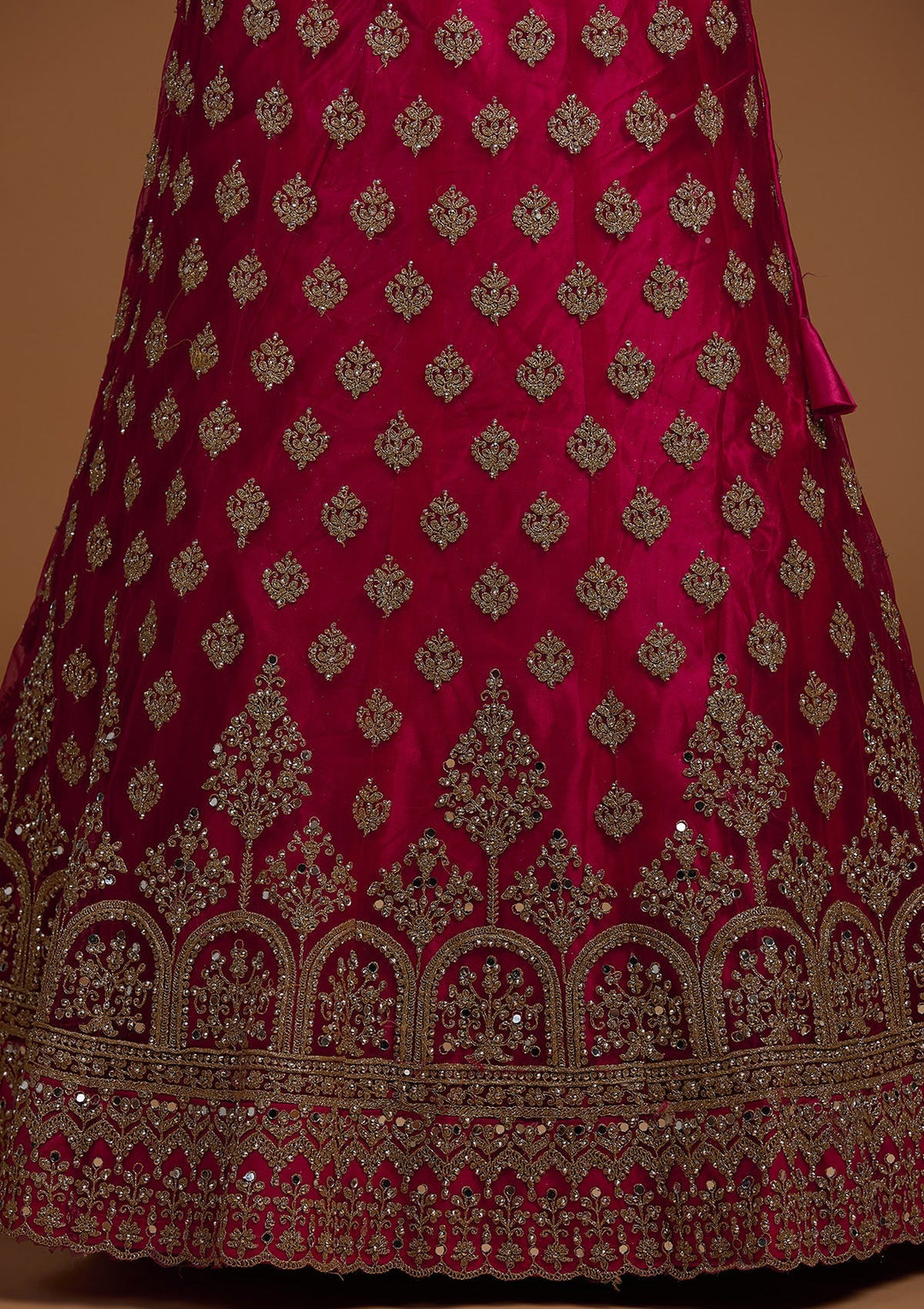 Rani Pink Zariwork Net Designer Lehenga-Koskii