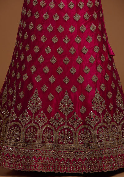 Rani Pink Zariwork Net Designer Lehenga-Koskii