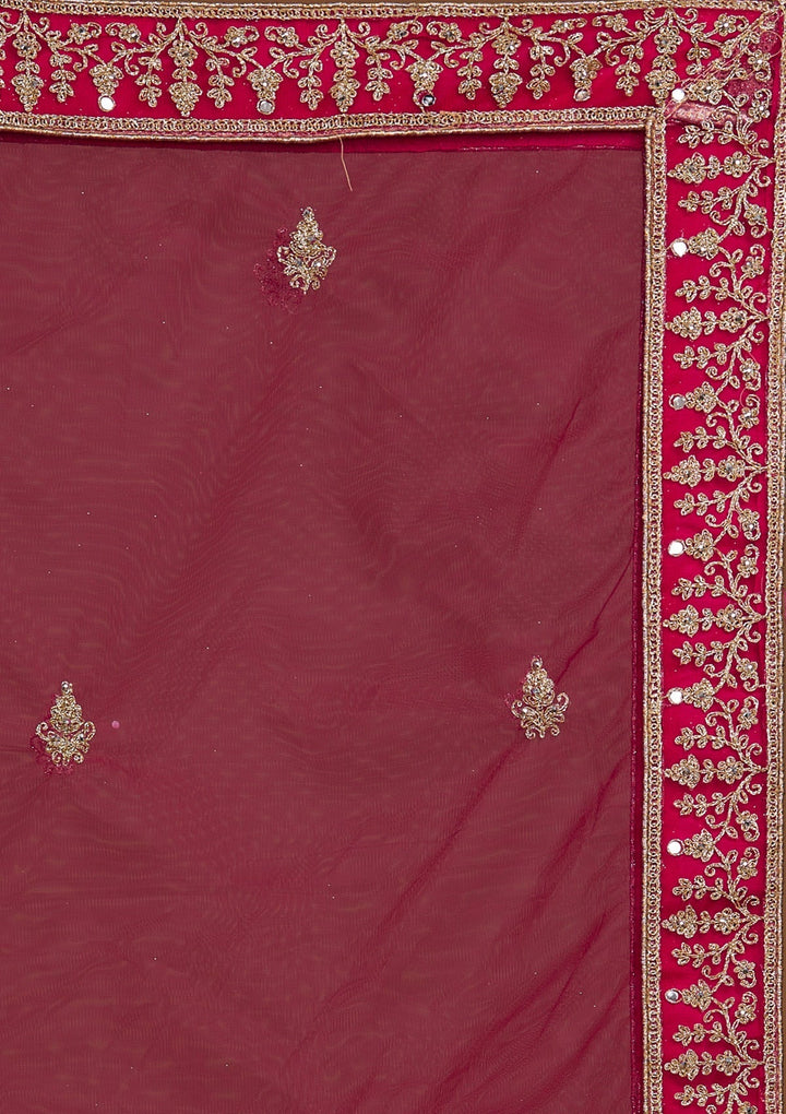 Rani Pink Zariwork Net Designer Lehenga-Koskii