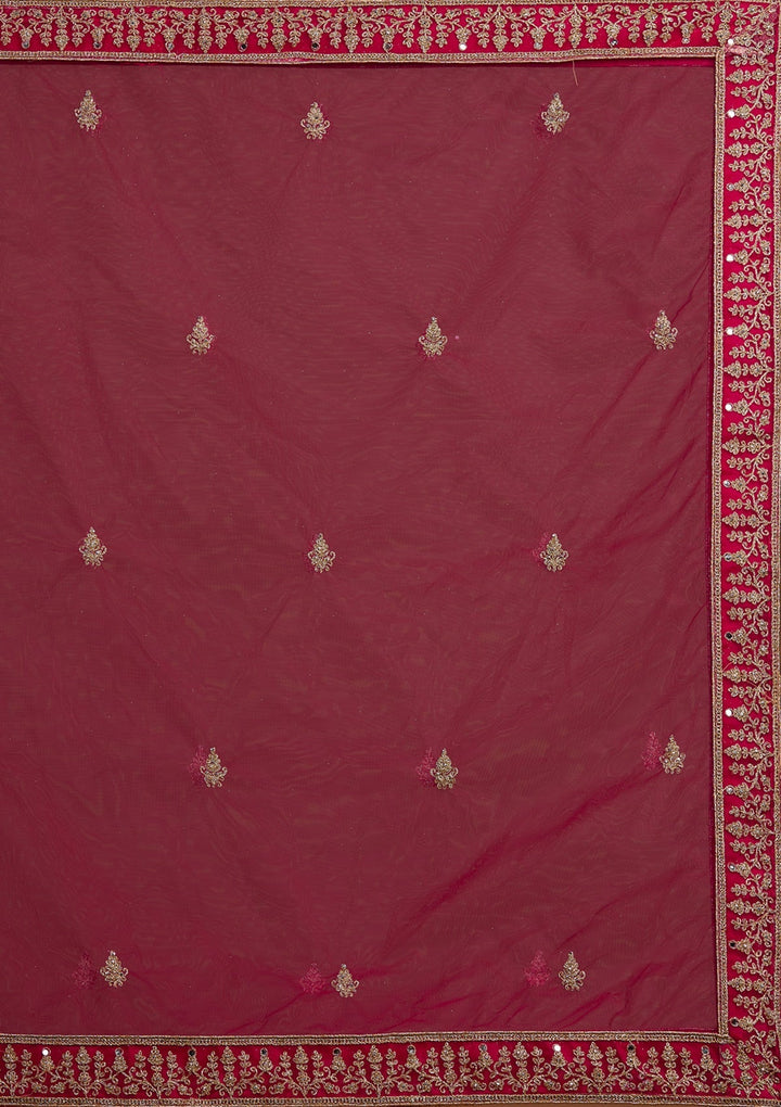 Rani Pink Zariwork Net Designer Lehenga-Koskii
