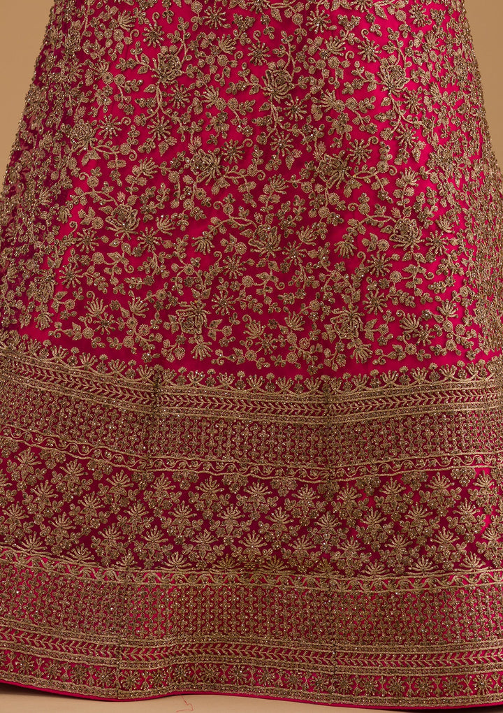Rani Pink Zariwork Net Designer Lehenga-Koskii