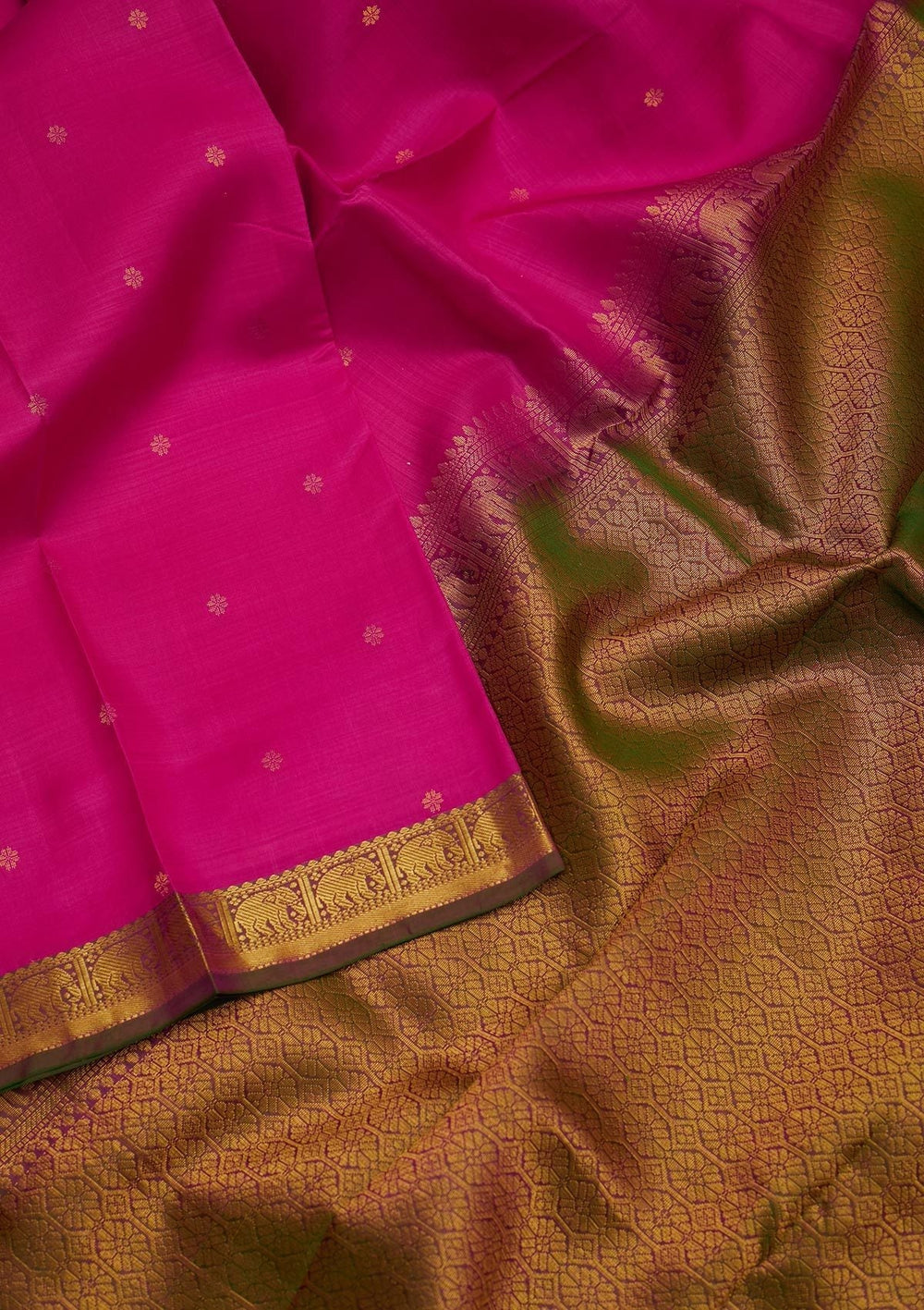Rani Pink Zariwork Pure Silk Designer Saree - koskii