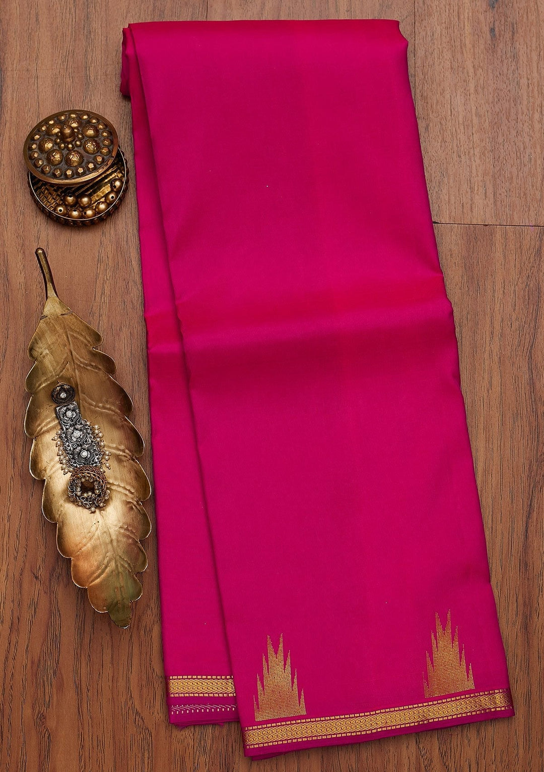 Rani Pink Zariwork Pure Silk Designer Saree - koskii
