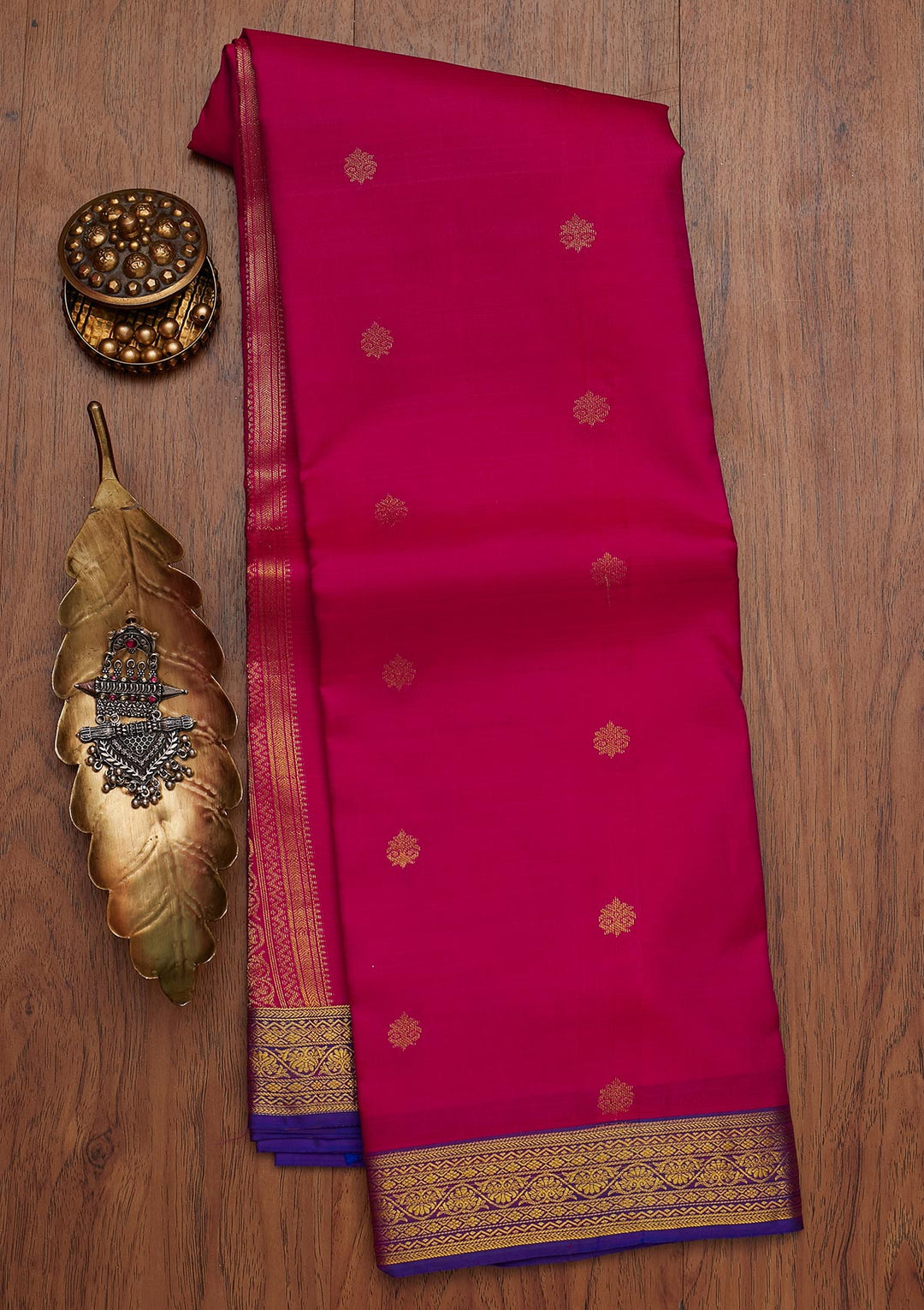 Rani Pink Zariwork Pure Silk Designer Saree - koskii