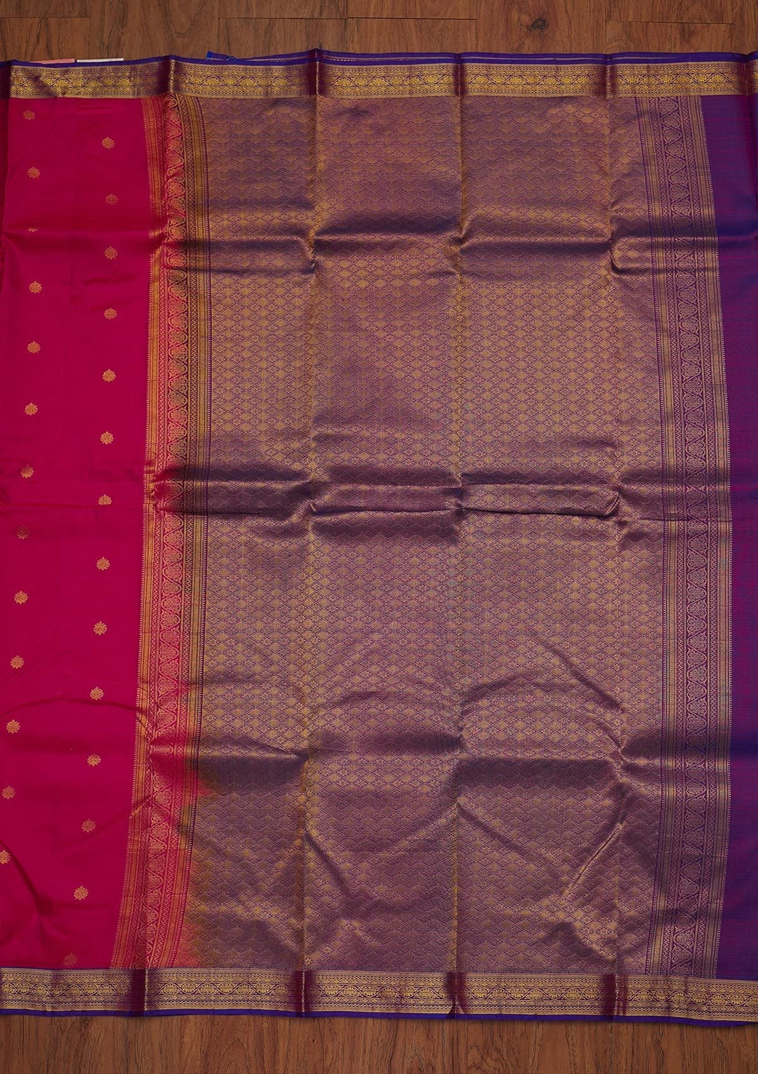 Rani Pink Zariwork Pure Silk Designer Saree - koskii
