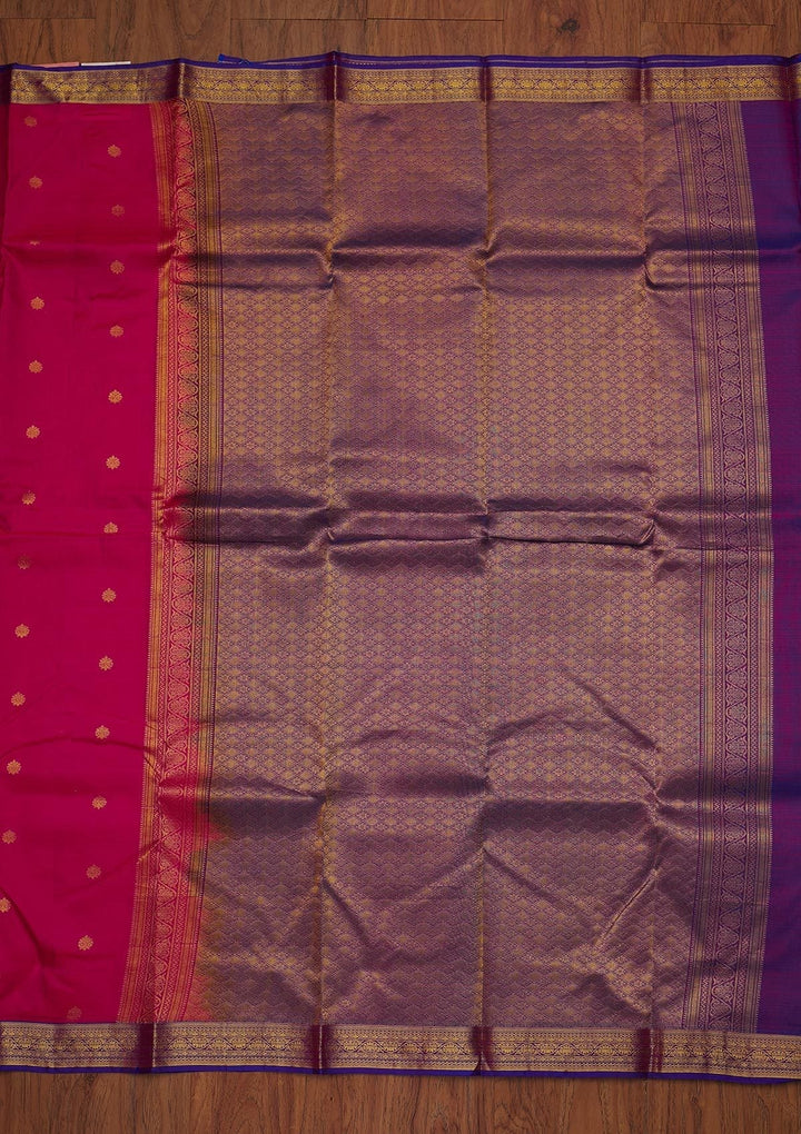 Rani Pink Zariwork Pure Silk Designer Saree - koskii