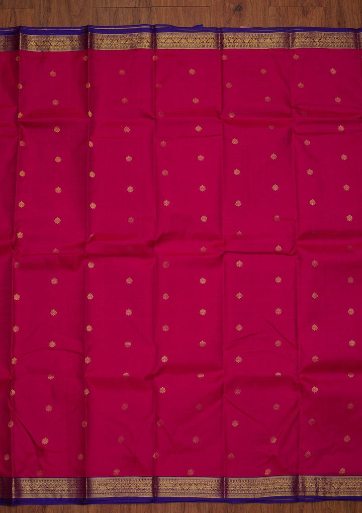 Rani Pink Zariwork Pure Silk Designer Saree - koskii