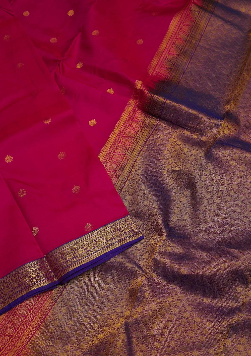 Rani Pink Zariwork Pure Silk Designer Saree - koskii
