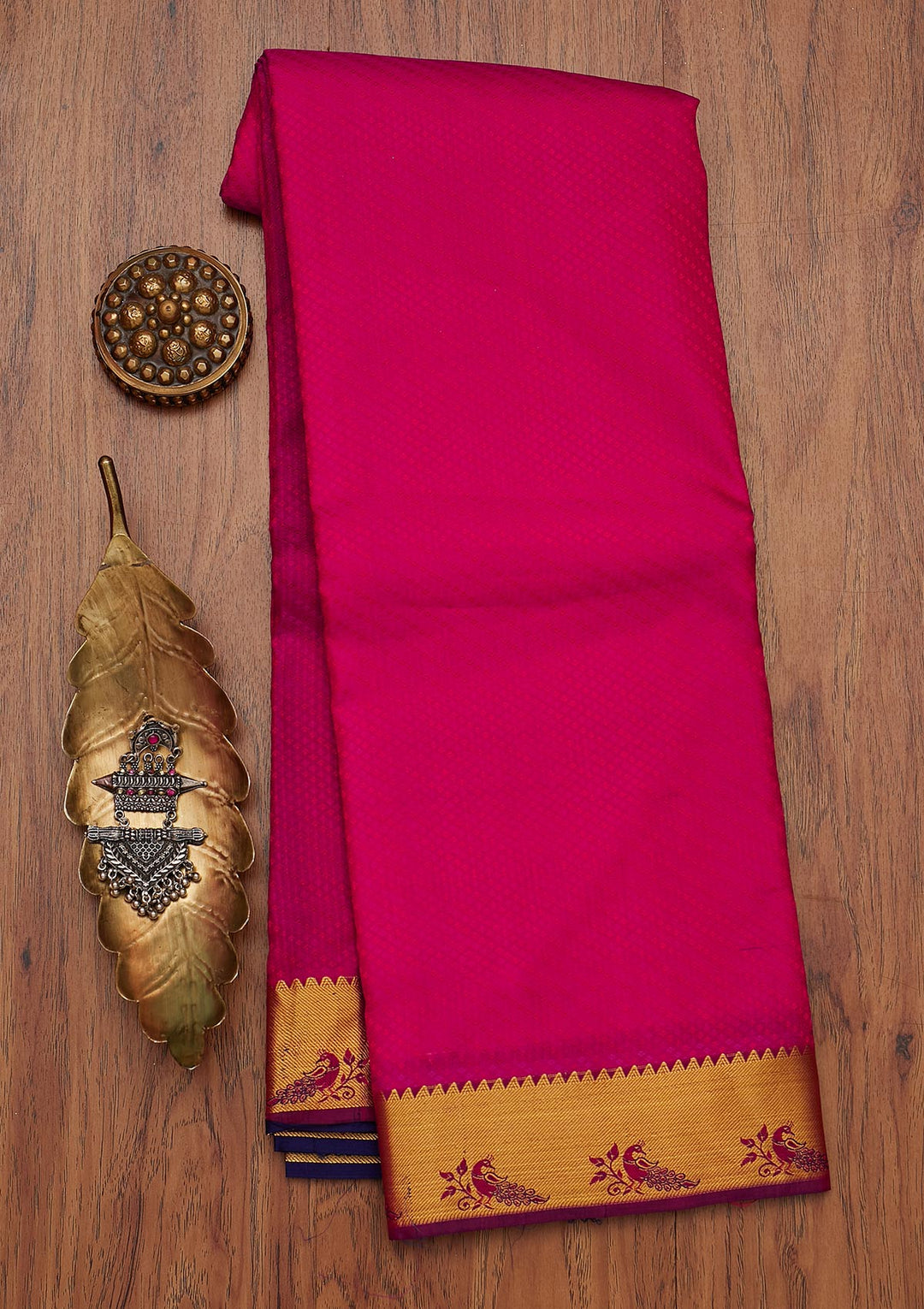 Rani Pink Zariwork Pure Silk Designer Saree - koskii
