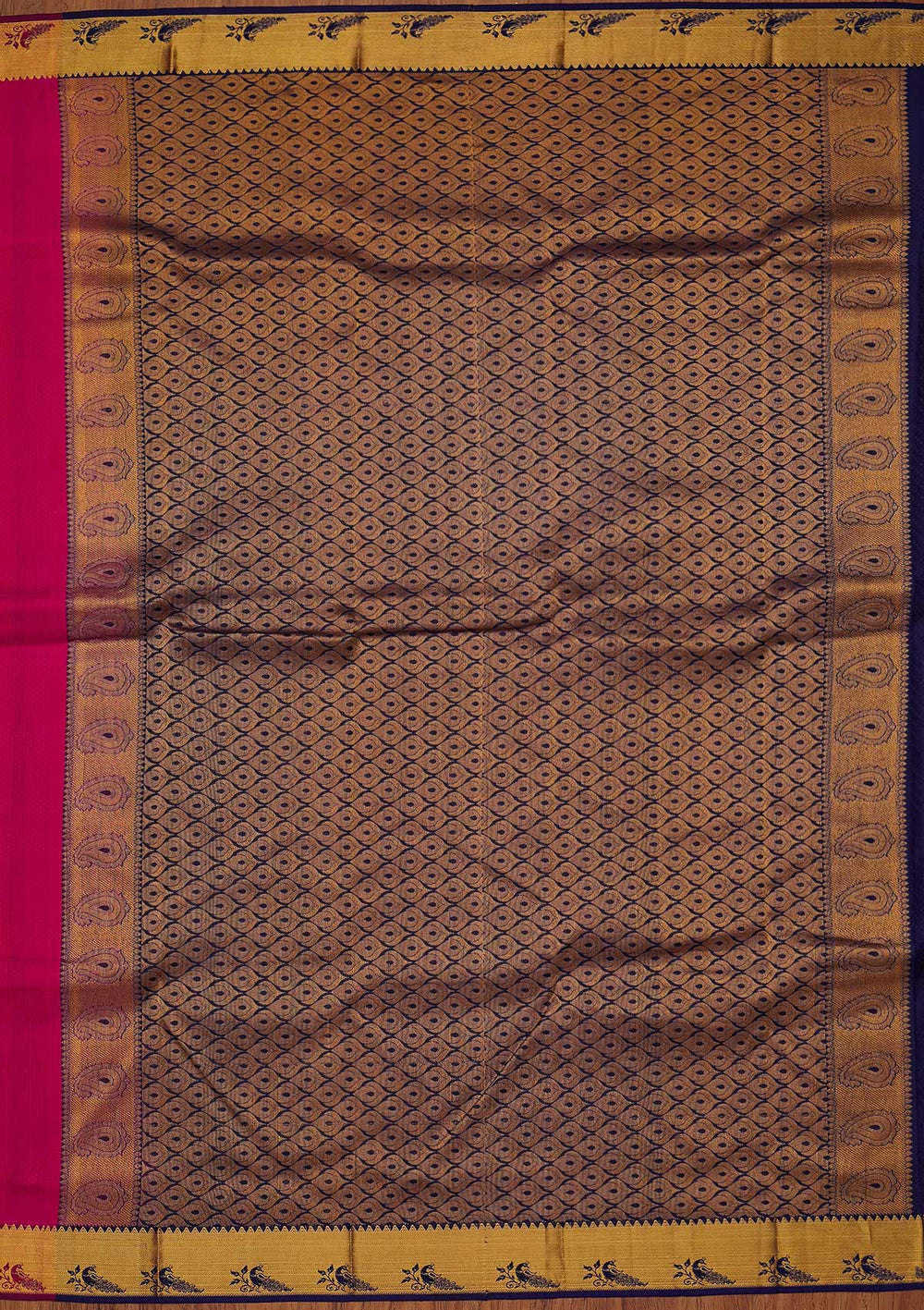 Rani Pink Zariwork Pure Silk Designer Saree - koskii