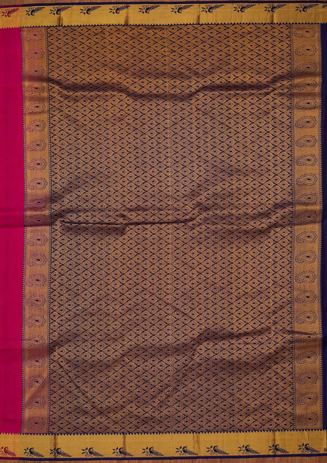 Rani Pink Zariwork Pure Silk Designer Saree - koskii