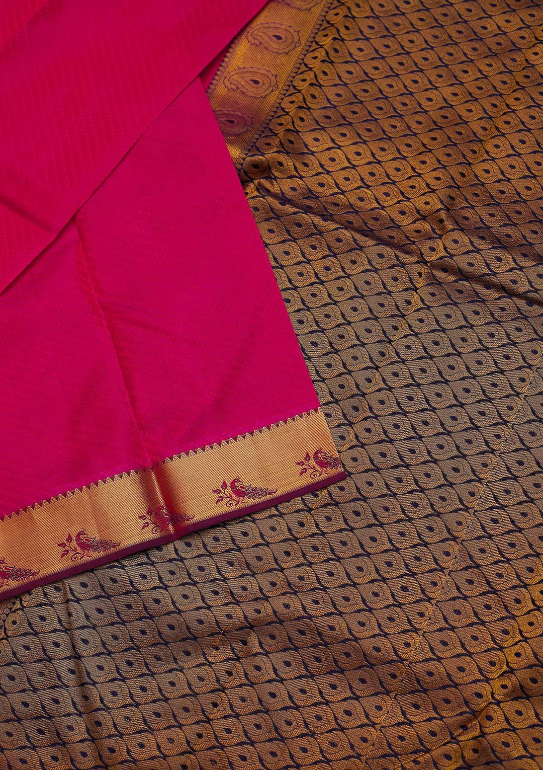Rani Pink Zariwork Pure Silk Designer Saree - koskii