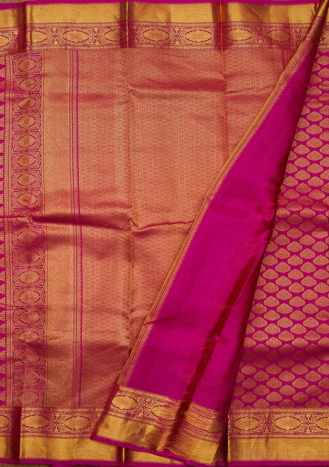 Rani Pink Zariwork Pure Silk Designer Saree - koskii