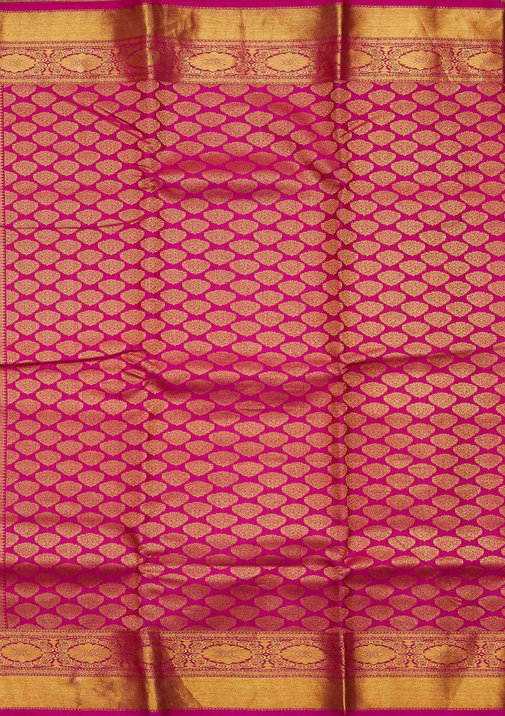 Rani Pink Zariwork Pure Silk Designer Saree - koskii