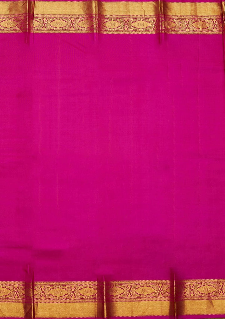 Rani Pink Zariwork Pure Silk Designer Saree - koskii