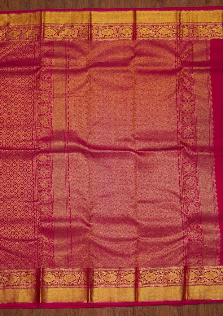 Rani Pink Zariwork Pure Silk Designer Saree - koskii