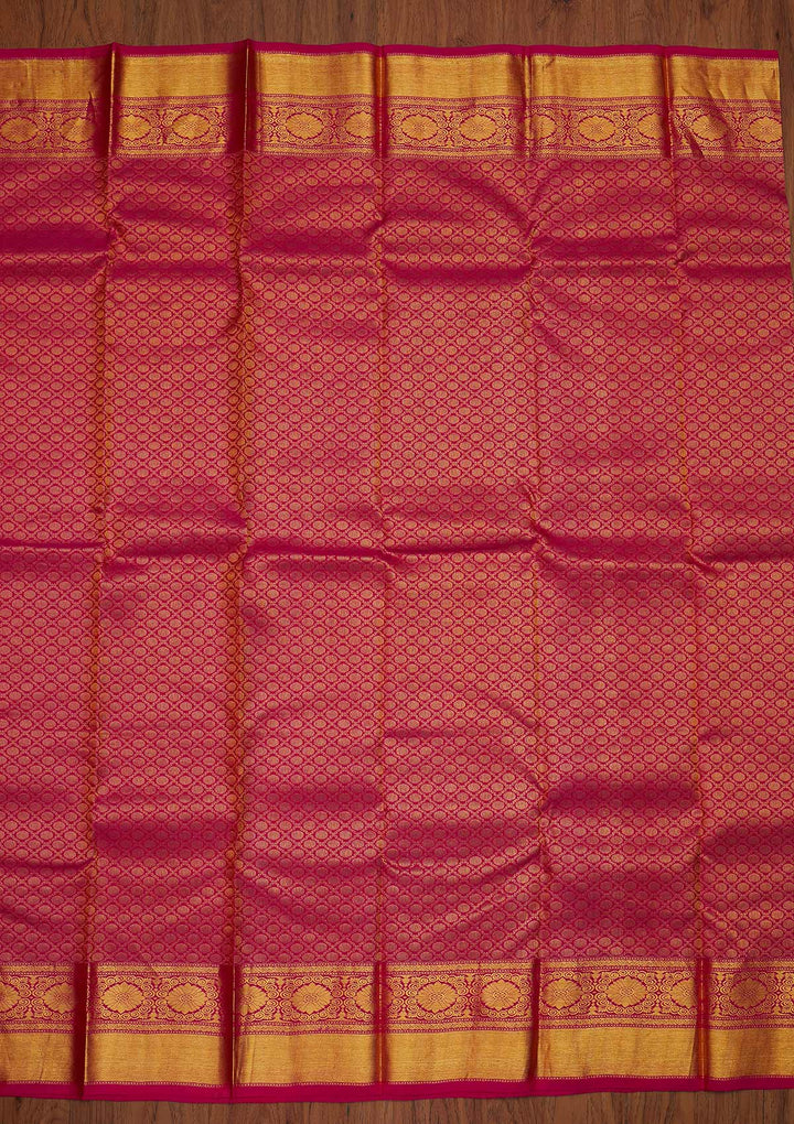 Rani Pink Zariwork Pure Silk Designer Saree - koskii