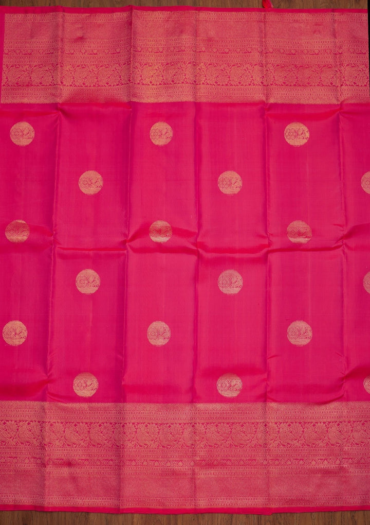 Rani Pink Zariwork Pure Silk Designer Saree - koskii