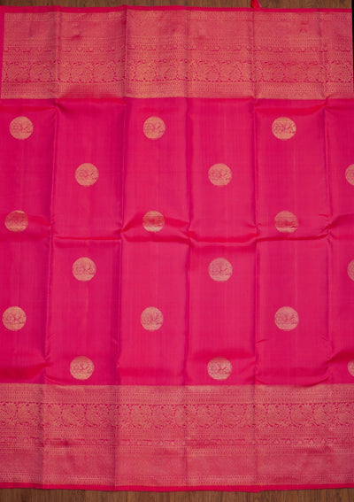 Rani Pink Zariwork Pure Silk Designer Saree - koskii