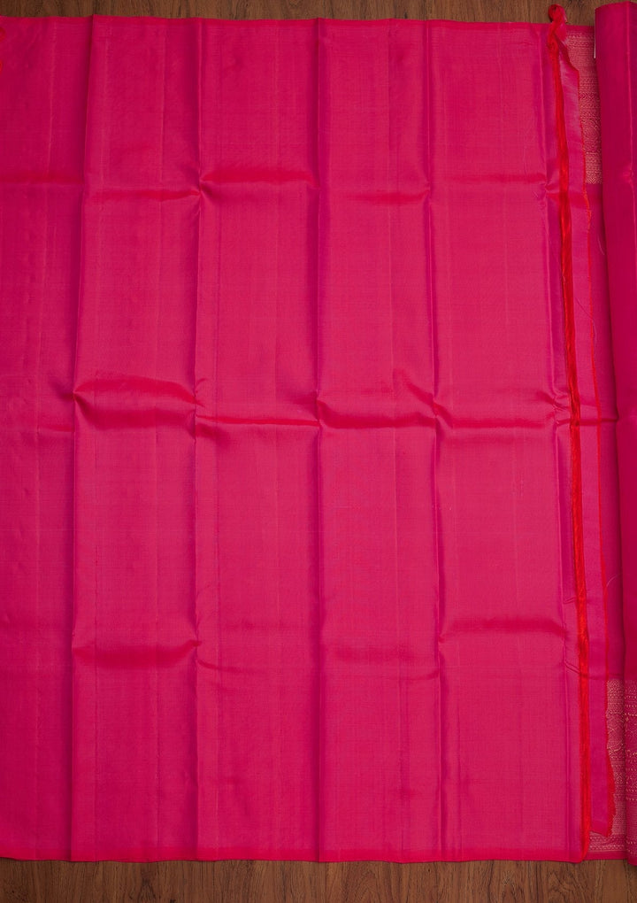 Rani Pink Zariwork Pure Silk Designer Saree - koskii