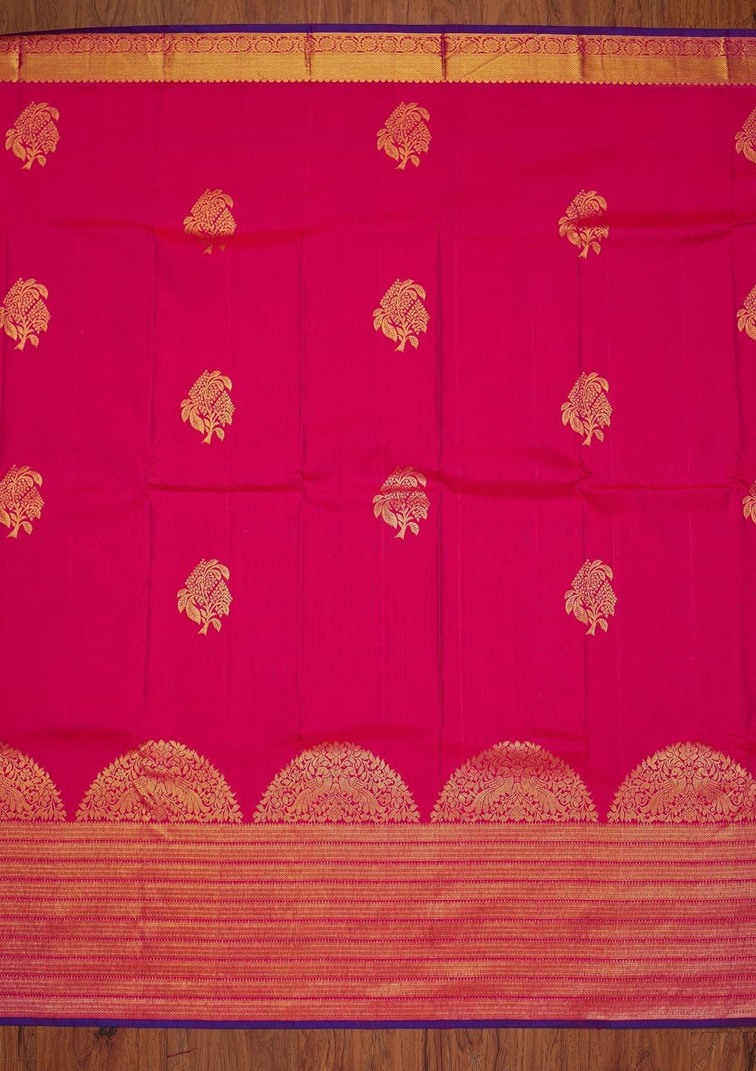 Rani Pink Zariwork Pure Silk Designer Saree - koskii