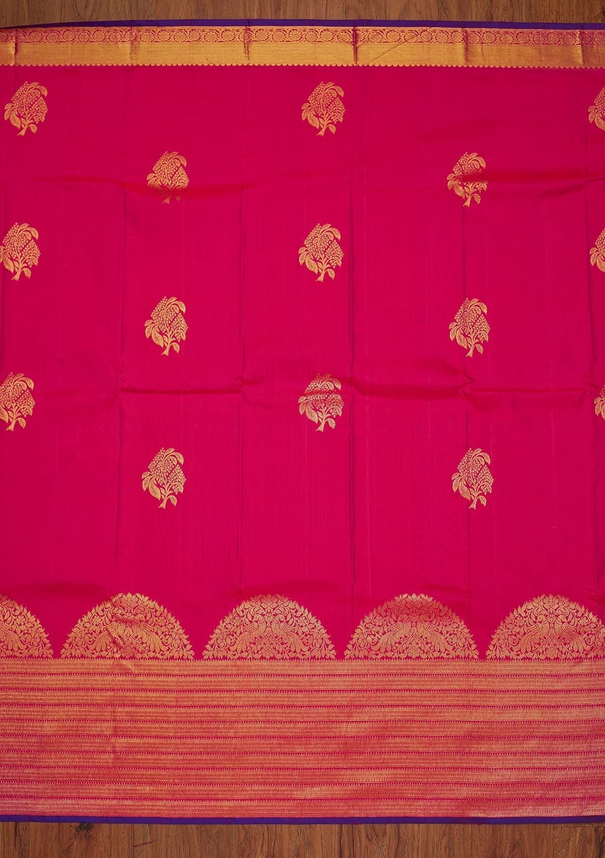 Rani Pink Zariwork Pure Silk Designer Saree - koskii