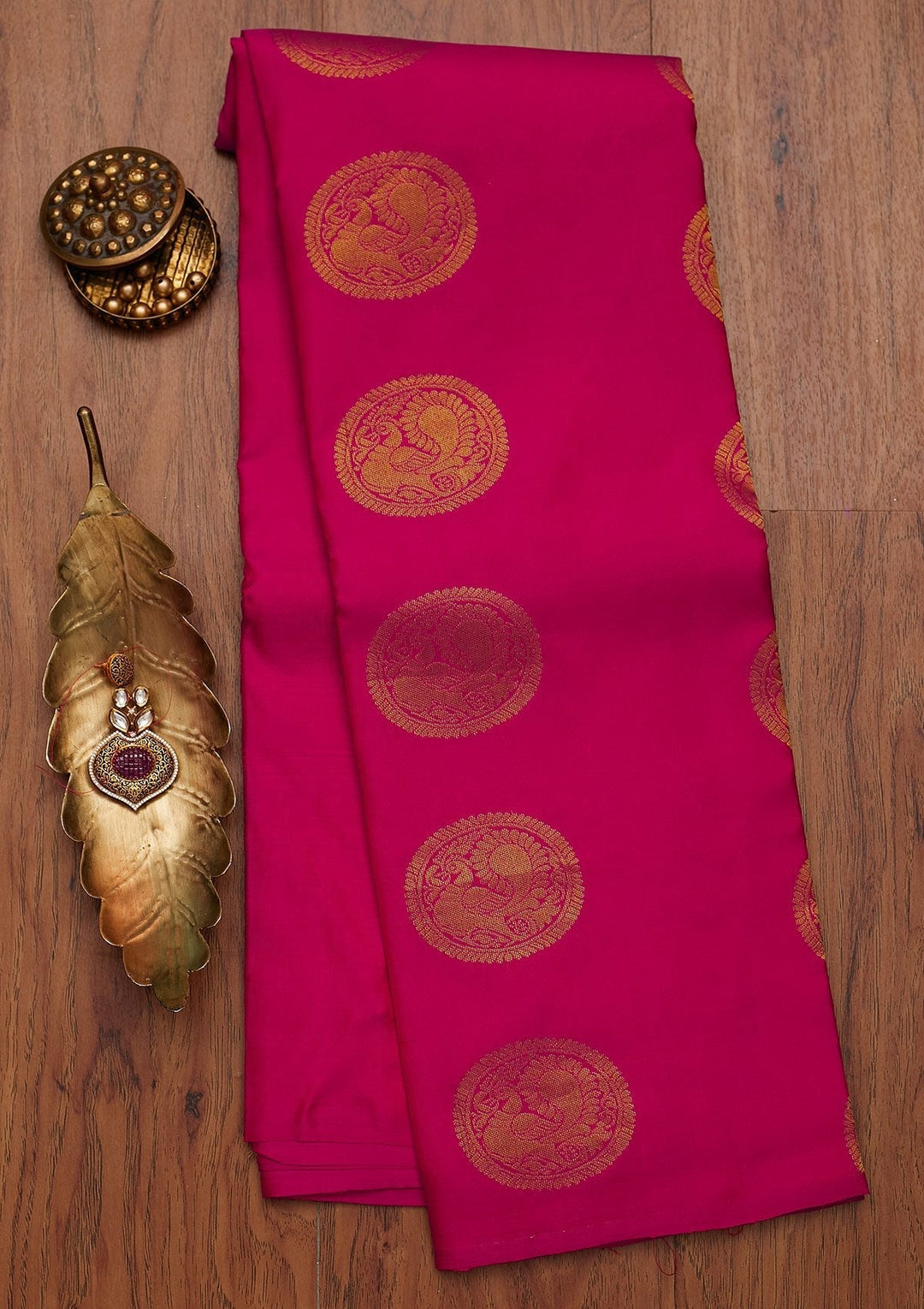 Rani Pink Zariwork Pure Silk Designer Saree - koskii