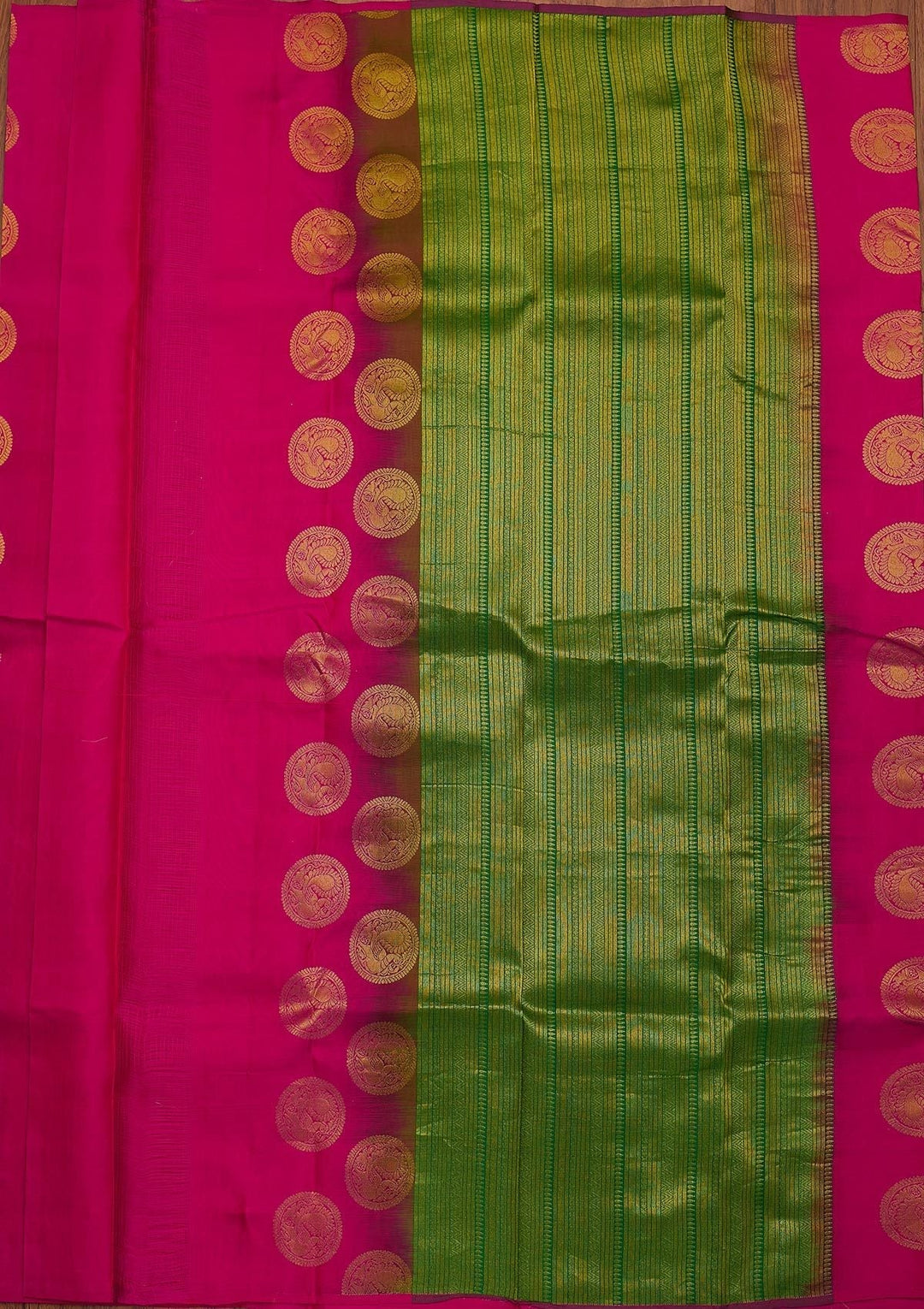 Rani Pink Zariwork Pure Silk Designer Saree - koskii