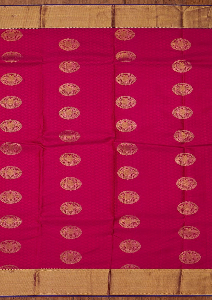 Rani Pink Zariwork Pure Silk Designer Saree - koskii