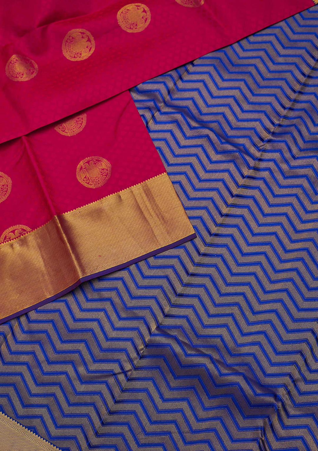 Rani Pink Zariwork Pure Silk Designer Saree - koskii