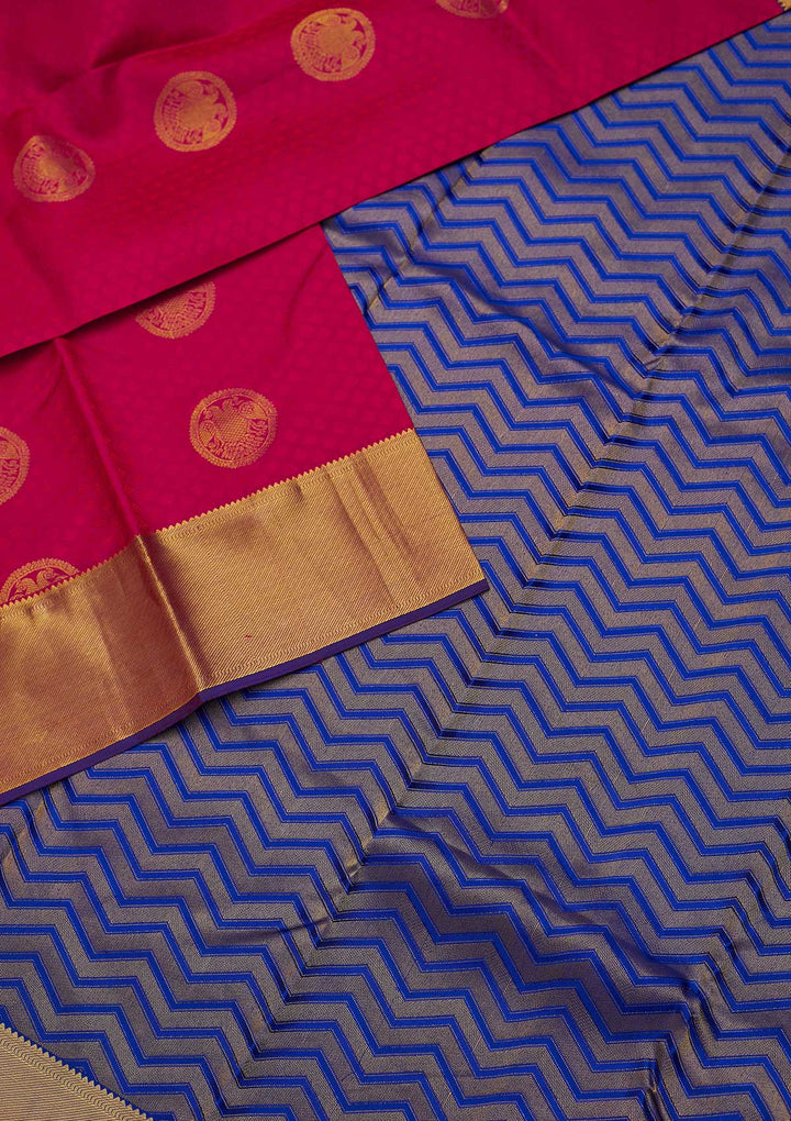 Rani Pink Zariwork Pure Silk Designer Saree - koskii
