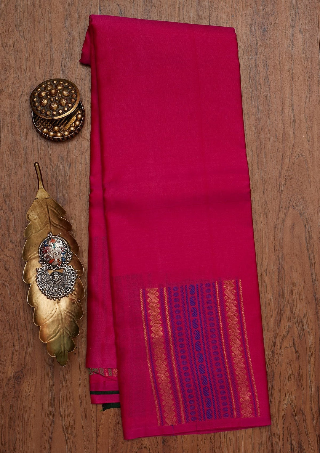 Rani Pink Zariwork Pure Silk Designer Saree - koskii