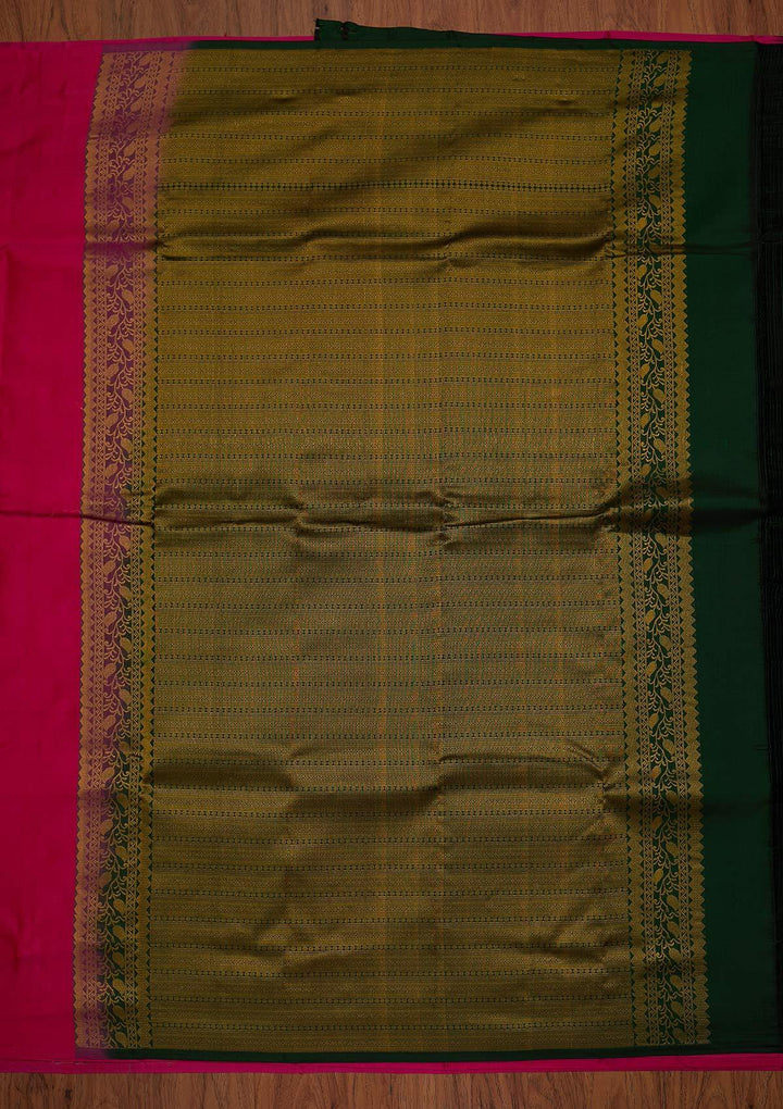 Rani Pink Zariwork Pure Silk Designer Saree - koskii