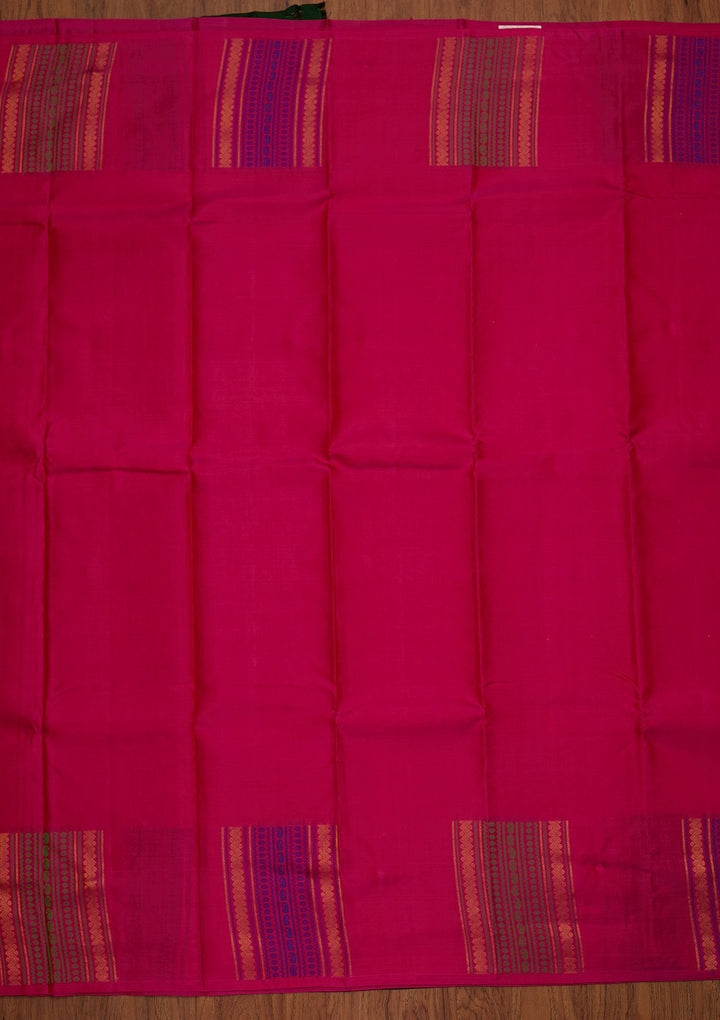 Rani Pink Zariwork Pure Silk Designer Saree - koskii