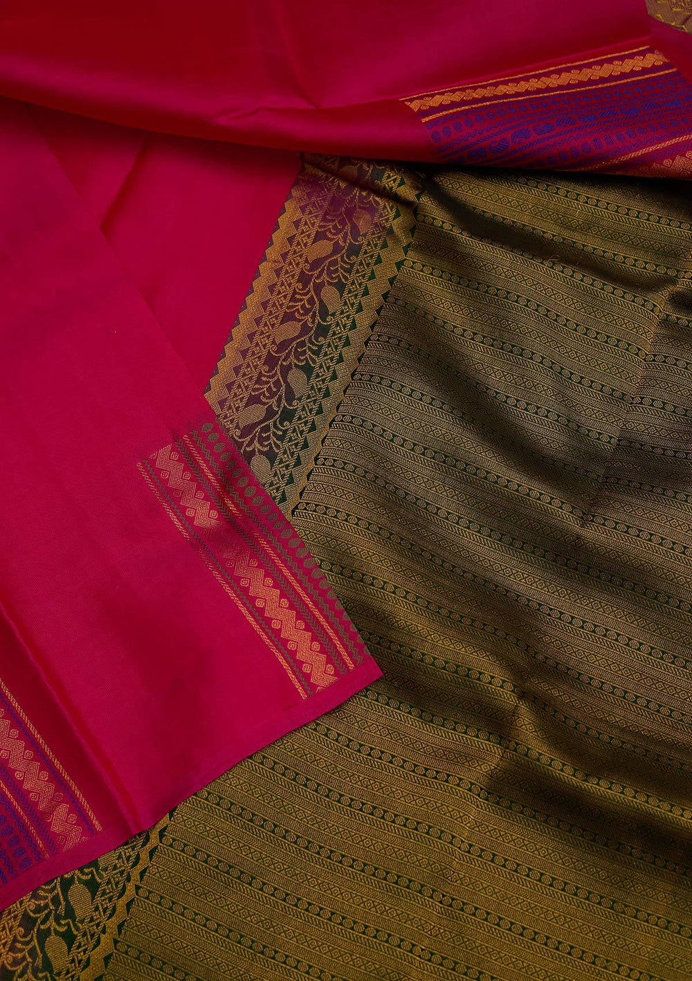 Rani Pink Zariwork Pure Silk Designer Saree - koskii