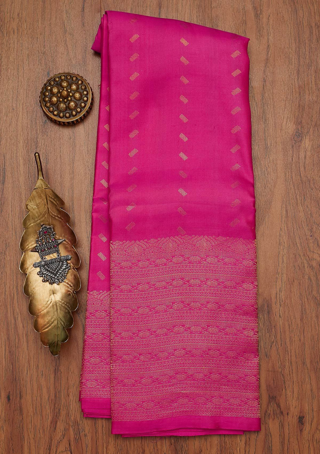 Rani Pink Zariwork Pure Silk Designer Saree - koskii