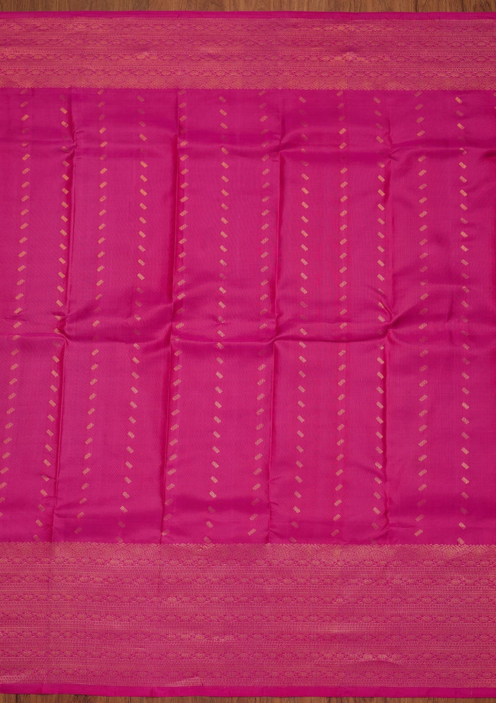 Rani Pink Zariwork Pure Silk Designer Saree - koskii