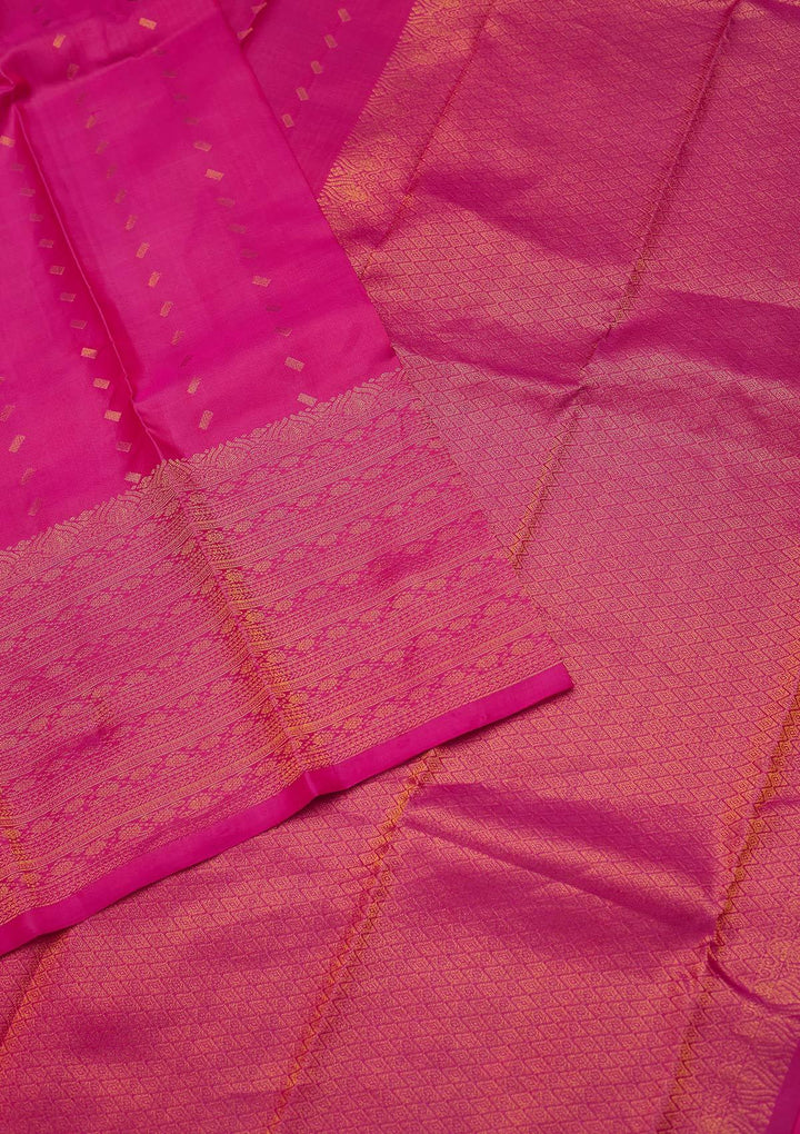 Rani Pink Zariwork Pure Silk Designer Saree - koskii