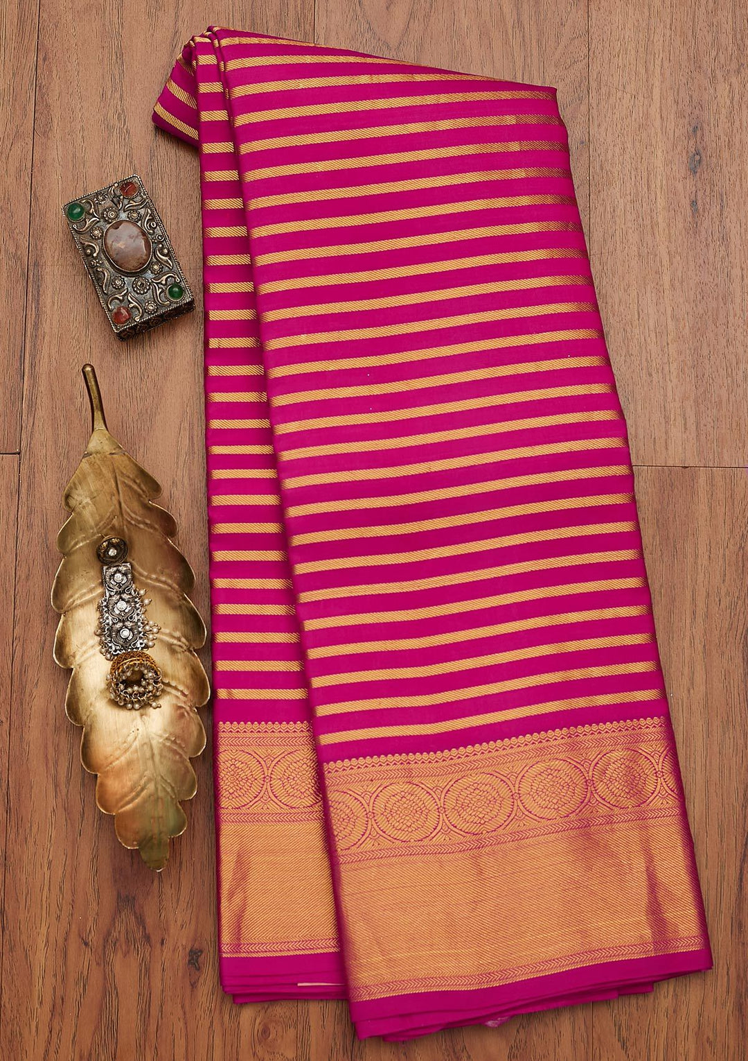 Rani Pink Zariwork Pure Silk Designer Saree - koskii