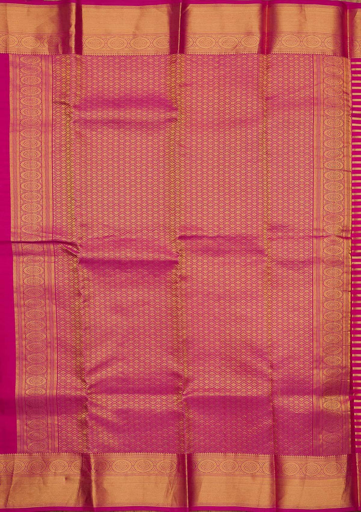 Rani Pink Zariwork Pure Silk Designer Saree - koskii